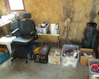 Garage items and motorized cart