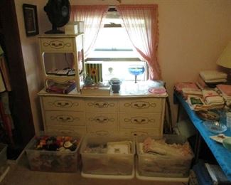 Bedroom dresser and household items