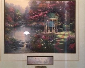 Thomas Kinkade print titled " The garden of prayer" approx size 14" x 18"