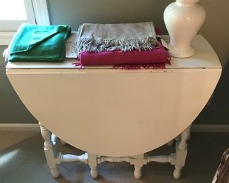 Gate leg table, painted white.