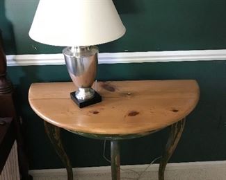 Revolution Art Productions shabby chic-/chalk paint-style half-circle side table.