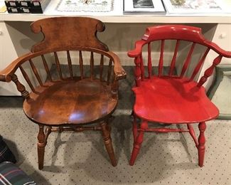 S. Bent & Bros. colonial chair (left); Pennsylvania House chair painted red (right).