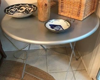 Metal folding table.