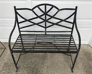 Black metal bench.