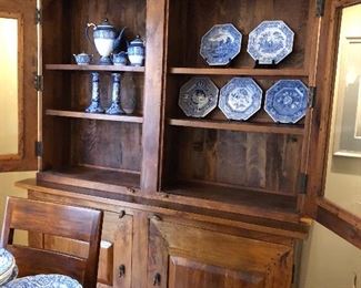 Prairie Style Rustic Cupboard and Matching Dining Table with 6 chairs