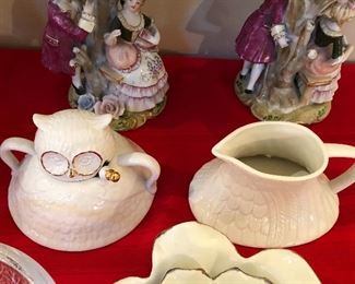 Drawing By Florence Balducci Owl Creamer and Sugar