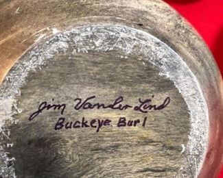 Jim V. Lind Buckeye Burl hand carved vase
