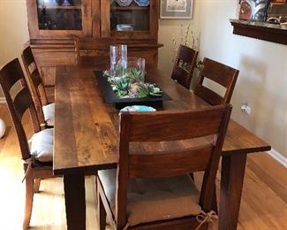 Prairie Style Rustic Cupboard and Matching Dining Table with 6 chairs
