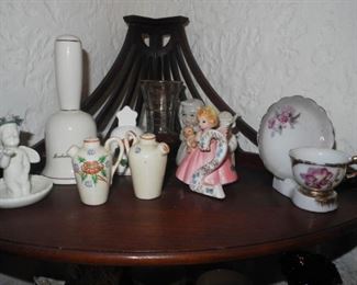 Various ceramics on corner piece display