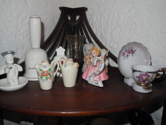 Various ceramics on corner piece display