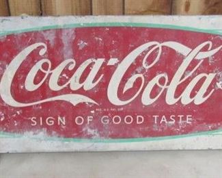 Metal Coca-Cola Fishtail Sled Sign