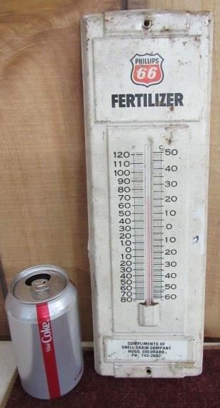 Metal Phillips 66 Fertilizer Thermometer