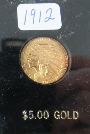 1912 Gold $5.00 Indian Head Coin