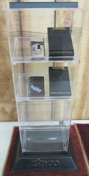 Zippo Lighter Display w/2 Zippo Lighters
