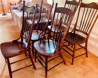 Set of American primitive dining chairs