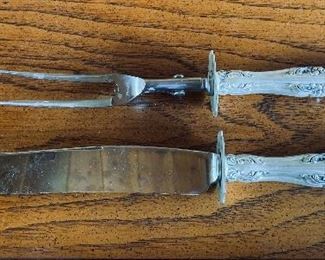 Sterling meat fork and knife by Gorham, Melrose pattern