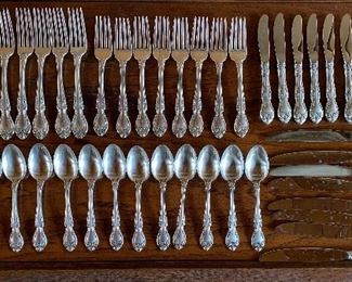 Gorham Melrose pattern sterling silver flatware set, 5 piece place settings for 8 plus many, many serving pieces