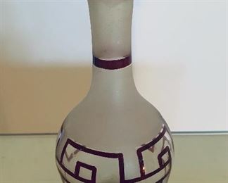 Deco  satin glass hand blown vase