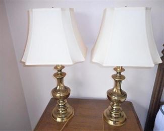 2 Brass Lamps w/shades - 28 1/2" tall https://ctbids.com/#!/description/share/209071