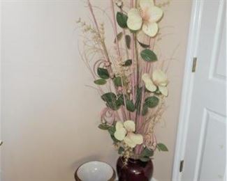 Tall floral arrangement with flowers and white ceramic urn             https://ctbids.com/#!/description/share/209089