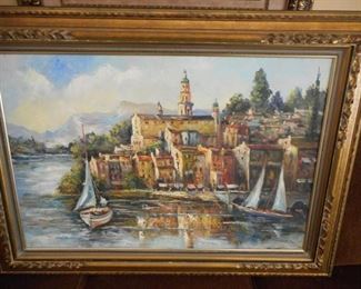 Countryside sail boats in frame - signed Lehia https://ctbids.com/#!/description/share/209109