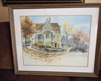 Framed & matted Victorian House watercolor by McSaughy https://ctbids.com/#!/description/share/209111