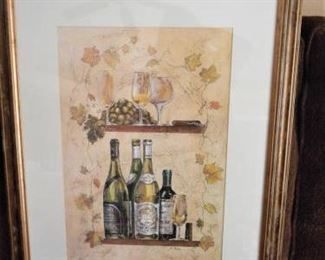 Framed & matted print of wine & grapes - 21 1/8" x 27" https://ctbids.com/#!/description/share/209116