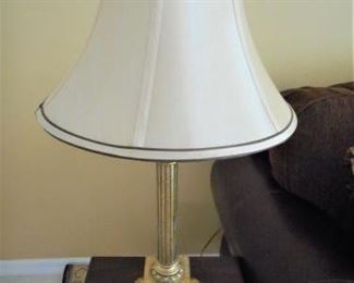 Gold tone lamp w/shade - 26 1/2" tall https://ctbids.com/#!/description/share/209127