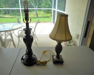 Lot of 2 lamps - 1 w/shade & 1 missing harp & shade
