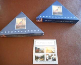 Lot of 2 "Light of Freedom" flags by Thomas Kincaid - life story CD https://ctbids.com/#!/description/share/209332