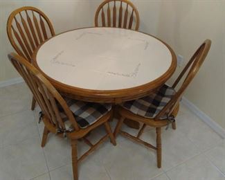 KItchen table & 4 chairs w/pads - oak & tile top https://ctbids.com/#!/description/share/210022