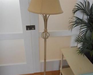 Beige metal floor lamp w/shade, 60" tall https://ctbids.com/#!/description/share/210649