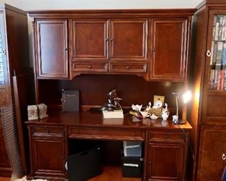 Executive Desk & Lighted Hutch $295 - Two Lighted Bookcases with option of attaching bridge to make an Media Center 