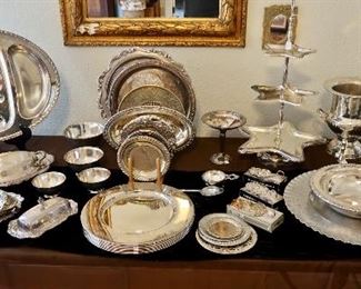 Another Table Full of Silverplate Serving Pieces