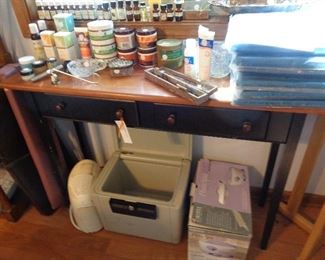 small tables w/massage lotions, etc