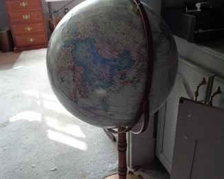 several globes on stands