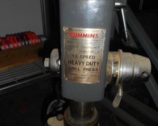 Cummins Heavy Duty 15" Drill Press .  Attached is a Commander multi drill  bit (4) jig