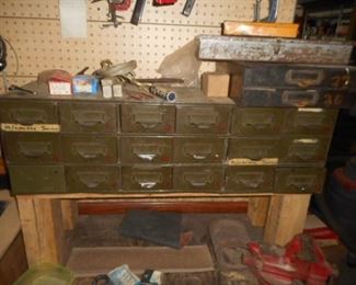 Vintage Industrial storage box with 18 drawers