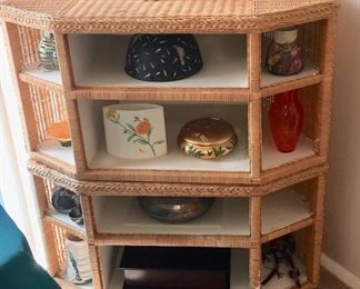 rattan display corner cabinet