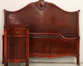 Mahogany 5 pc. 1940s Bedroom Set. Full size Bed, Night stand, Vanity, Stool, and Tall Chest