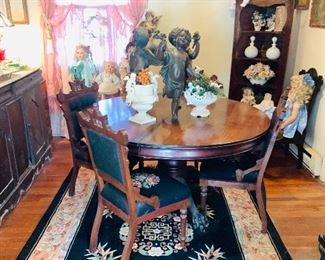 Antique Mahogany Table , Antique Eastlake Chairs