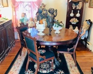 Antique Mahogany Table , Antique Eastlake Chairs 