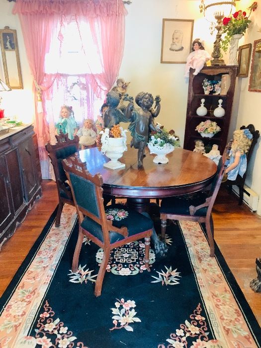 Antique Mahogany Table , Antique Eastlake Chairs 