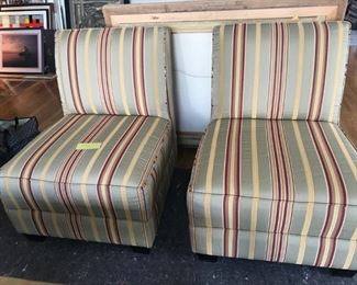 Pair of striped Upholestered Slipper Chairs made by McCreary Modern, $250 pair
