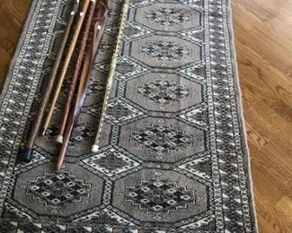 Bokara rug 3' x 5' $125; all canes sold