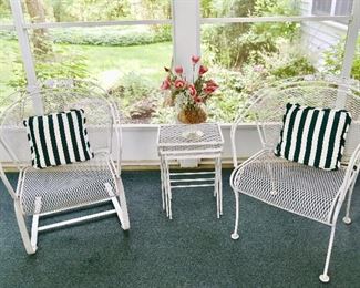 Outdoor Iron Accent Chairs & Nesting Tables
