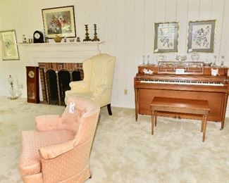 CABLE-NELSON Upright Piano & Cecil Golding Bird Prints