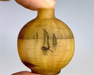 Daum Nancy Miniature "Sailboats" 1.75" Vase       