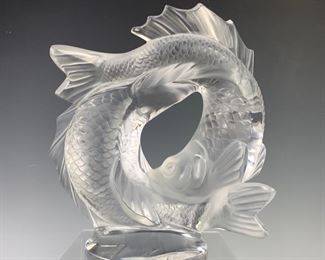Signed Lalique 2 Fish Figure