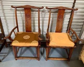 Pair Chinese Antique wood chairs